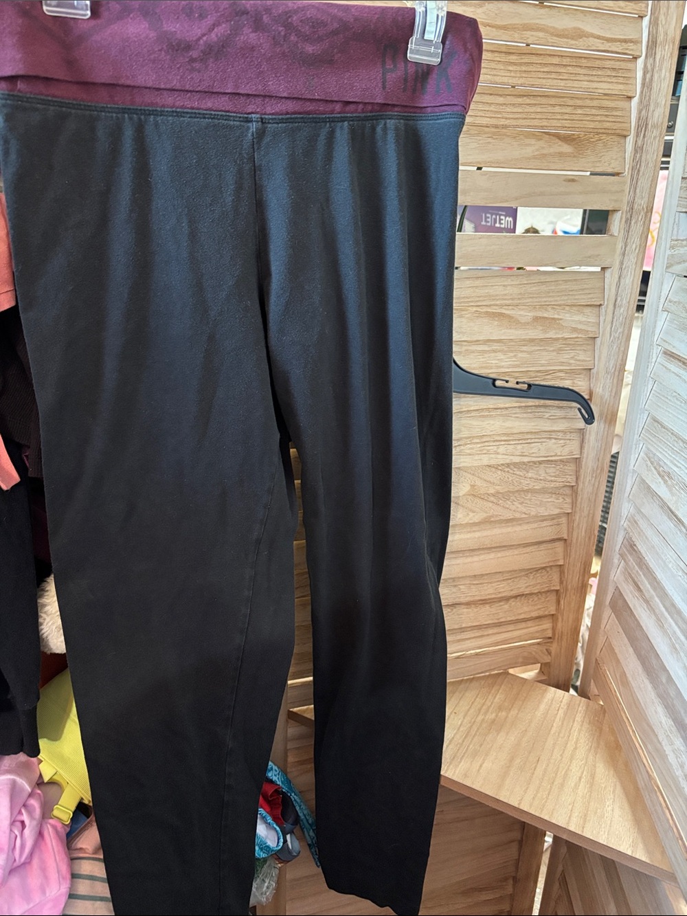 Victoria’s Secret Black Yoga Slacks with Burgundy Waistband